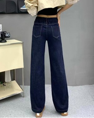 韓版時尚舒適直筒闊腿牛仔褲-600209-精選單品特價7折