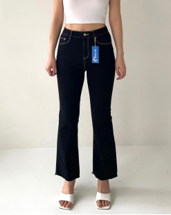 韓國直送HOWLUK時尚高腰顯瘦微喇叭牛仔褲-600455--精選單品特價7折